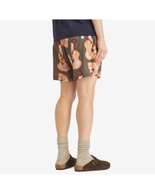Folk Multicolor Shadow Print Swim Shorts for men