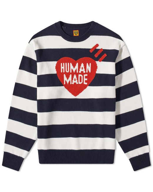 Human Made Striped Heart Knit Sweater in Blue for Men | Lyst Canada