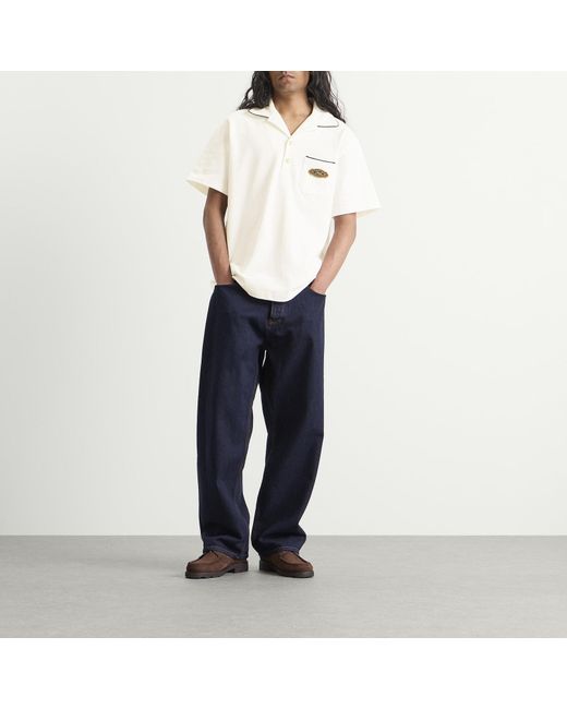 Drole de Monsieur White Open Collar Polo Shirt for men