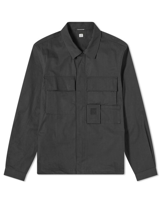 C P Company Black Metropolis Gabardine Pockets Overshirt for men