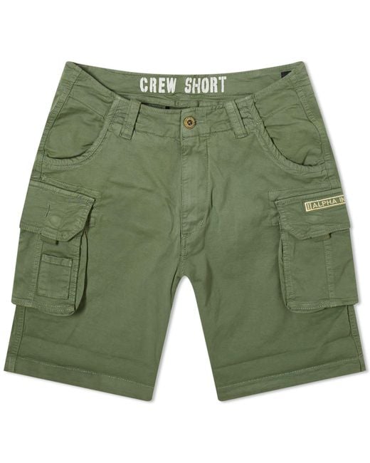 Alpha Industries Green Crew Shorts for men