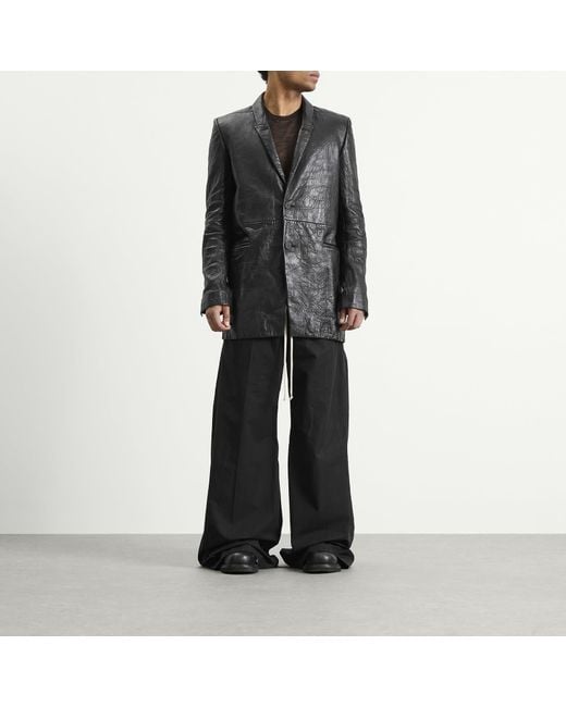 Rick Owens Black Leather Blazer for men