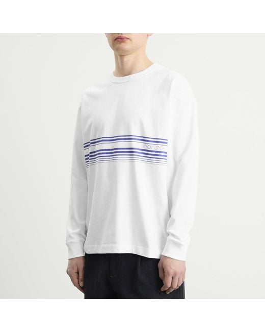 Norse Projects White Loften Nautical Stripe Long Sleeve T-Shirt for men
