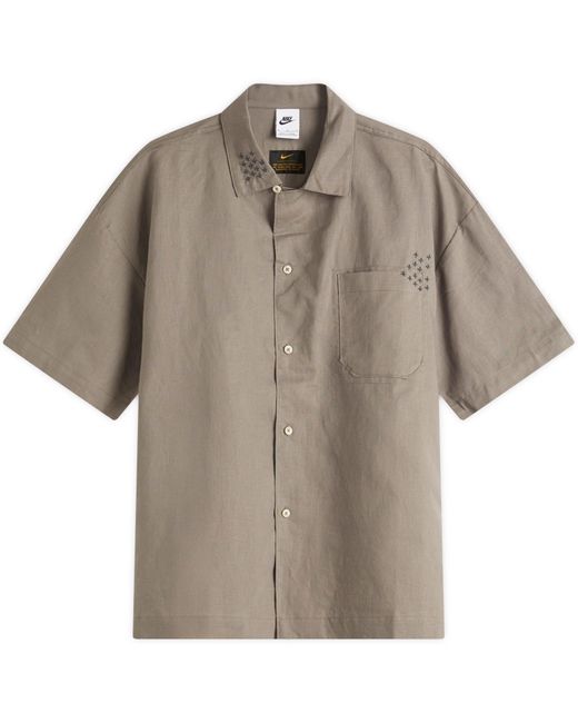 Nike Brown Life Sashiko Short Sleeve Shirt for men