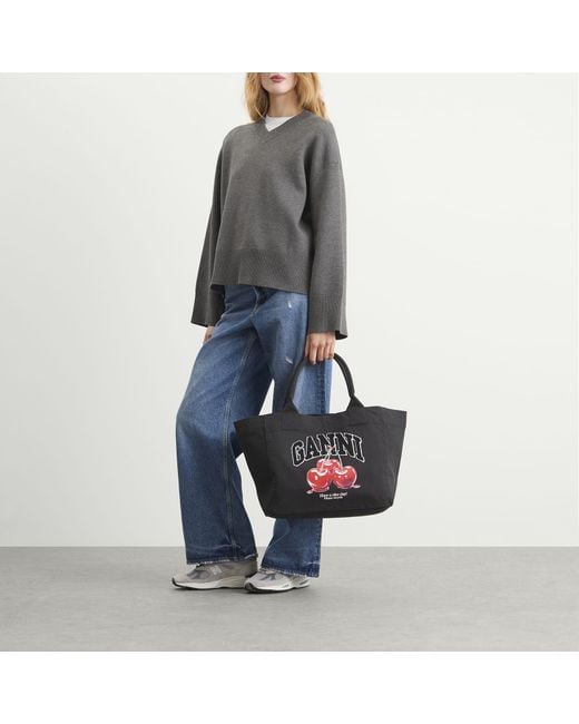 Ganni Black Medium Trapeze Shopper Bag