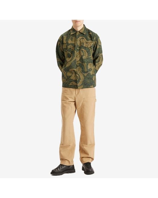 Maharishi Green Snakeskin Utility Overshirt for men