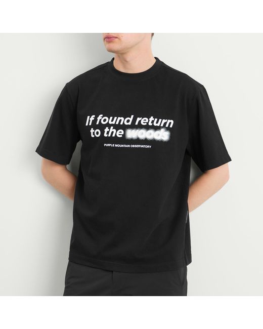 Purple Mountain Observatory Black Return To The Woods T-Shirt for men