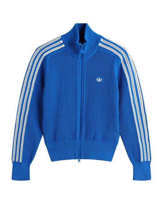 adidas Originals Premium Crochet Track Top in Blue | Lyst