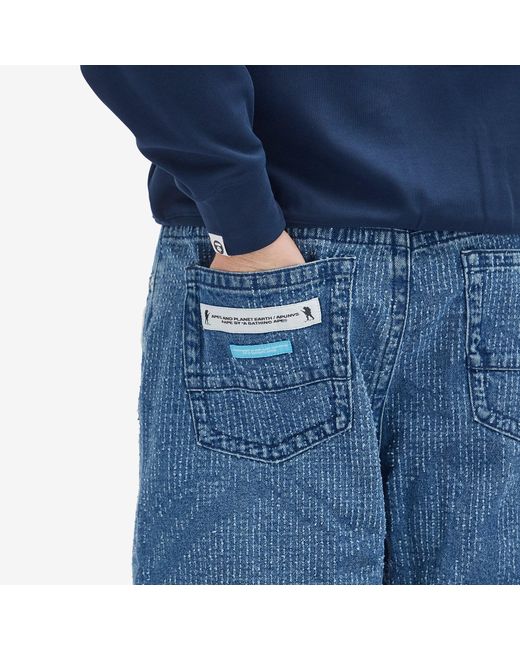 Aape By A Bathing Ape Blue Aape Jacquard Denim Shorts for men