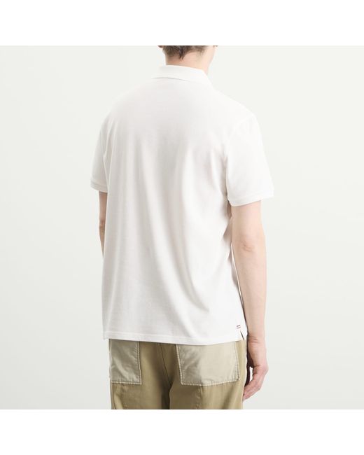 Moncler White Tripe Crest Polo Shirt for men
