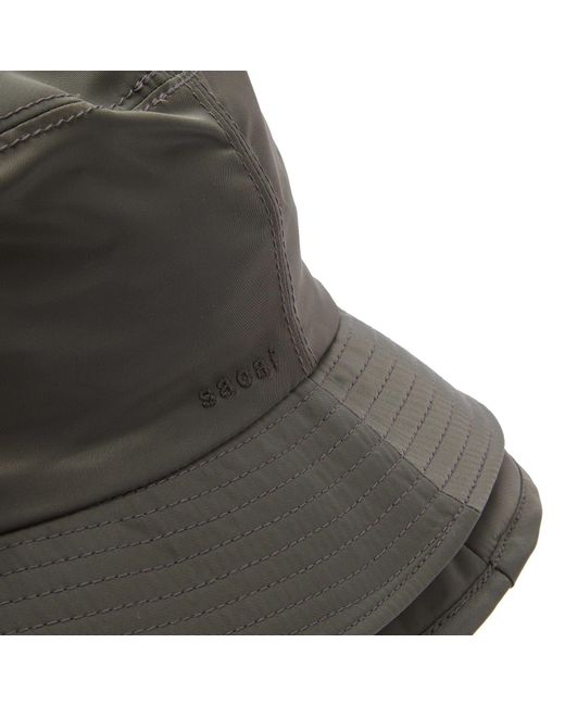 Sacai Gray Pocket Double Brim Bucket Hat for men