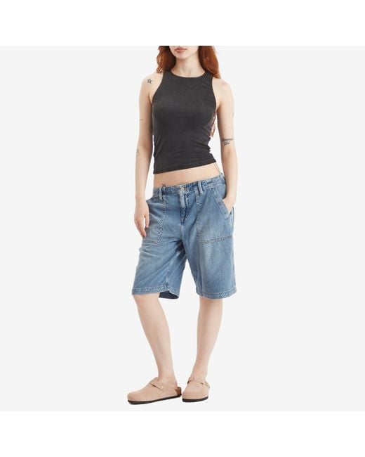 GOOD AMERICAN Blue Lite Linen Bermuda Short