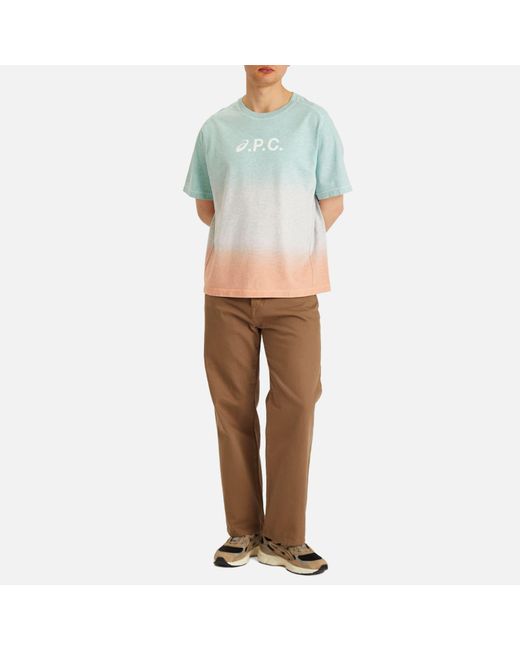 A.P.C. Blue X Asics Wind Logo Dip Dye T-Shirt for men