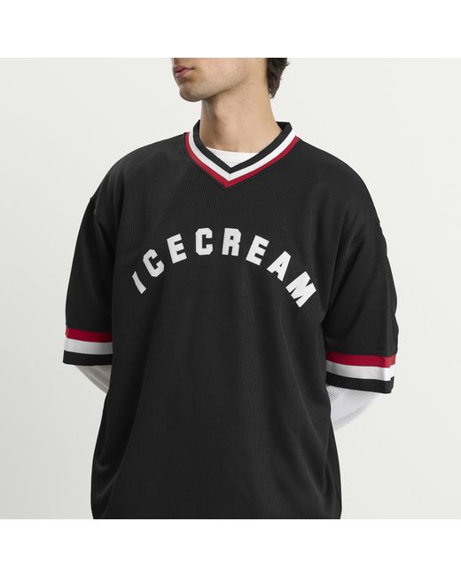 ICECREAM Black College V Neck Sports Jersey for men