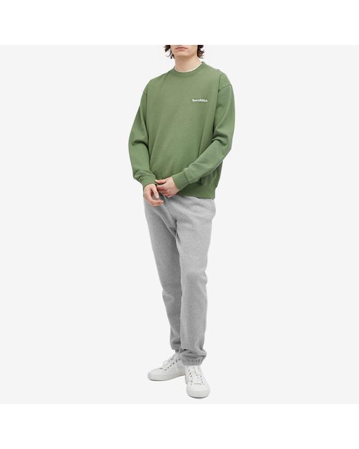 Sporty & Rich Green Serif Logo Embroidered Crew Sweat for men