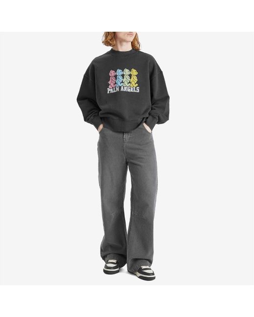 Palm Angels Gray Crossroad Bears Crew Sweat for men