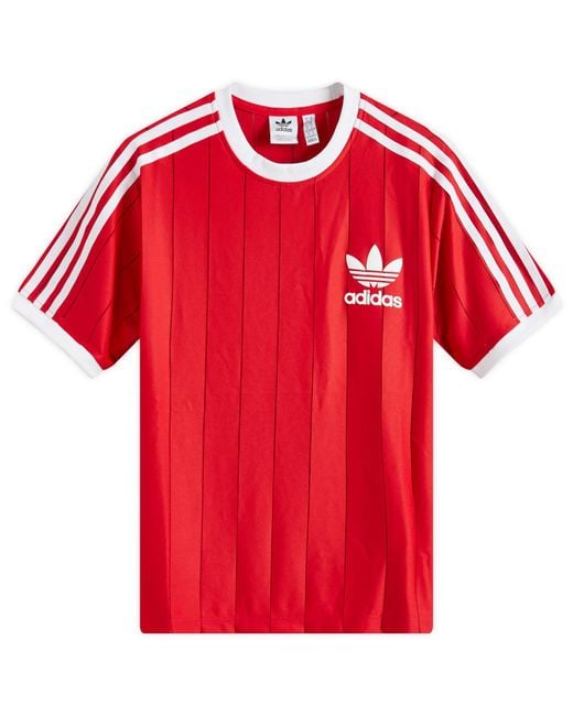 Adidas Red 3 Stripe Pnst T-Shirt