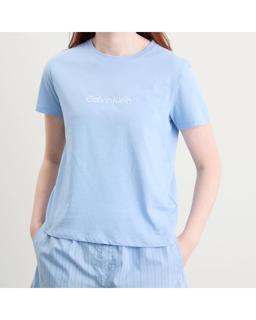 Calvin Klein Blue Cotton Poplin Pyjama Set