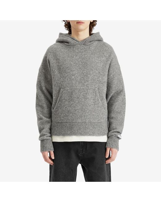 About Blank Gray Mohair Knitted Logo Hoodie for men