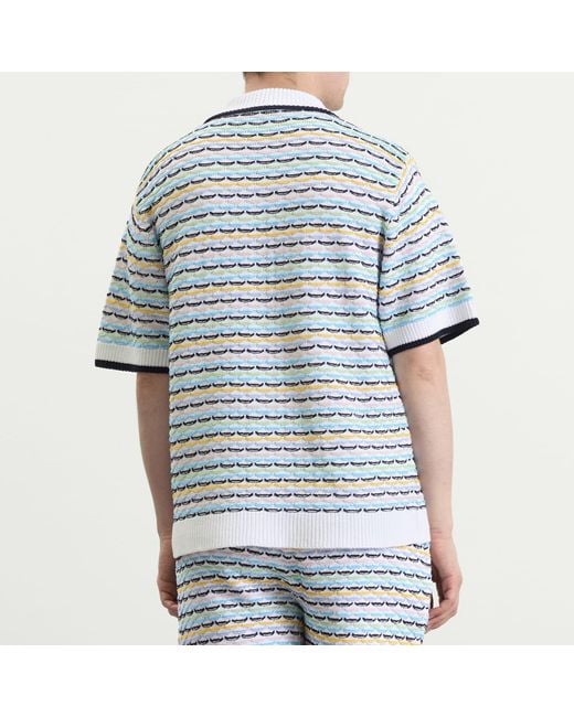 Casablanca Blue Tuck Stitch Short Sleeve Shirt for men