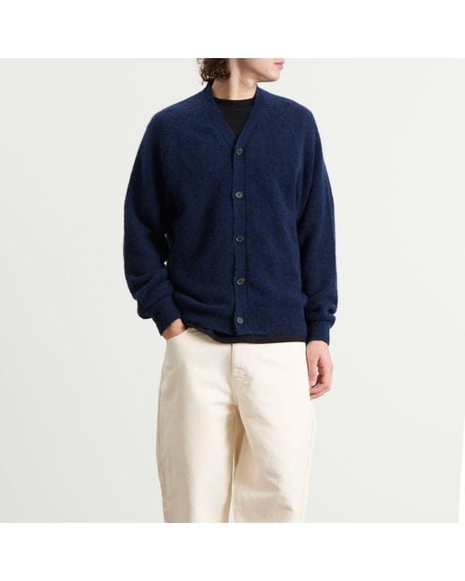 Universal Works Blue Alpaca David Cardigan for men
