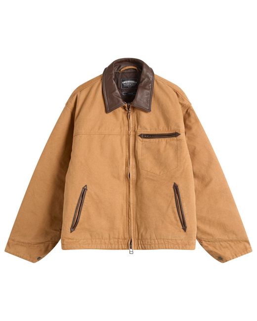 FRIZMWORKS Brown Heavy Canvas Destroyed Work Jacket for men