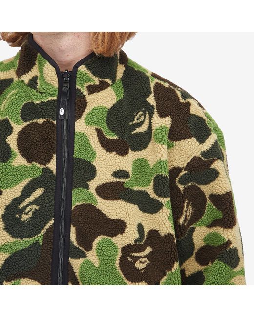 A Bathing Ape Green Abc Camo Boa Reversible Jacket for men