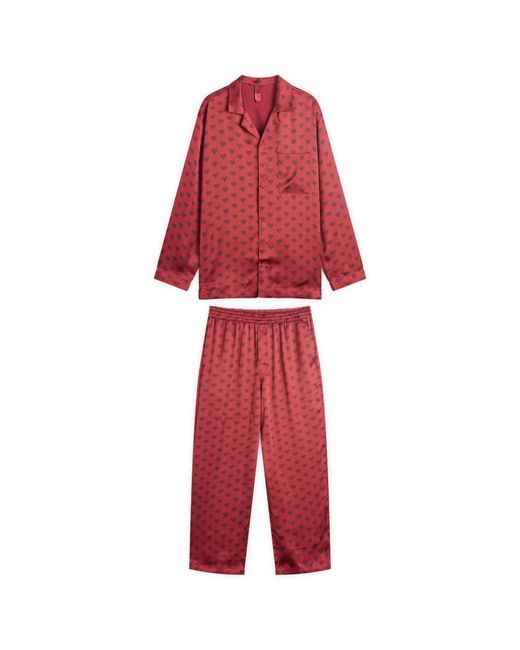 Skims Red Sateen Sleep Set for men
