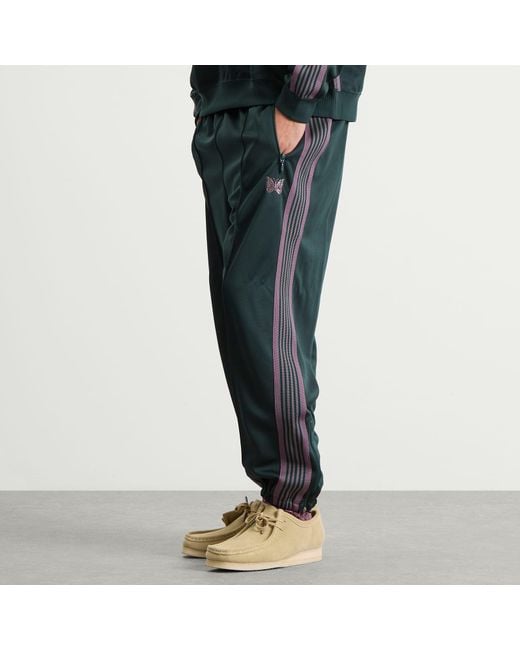 Needles Green Poly Smooth Zipped Track Pants for men