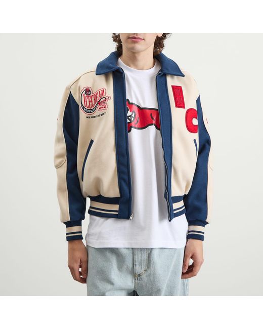 ICECREAM Blue Checkout Varsity Jacket for men