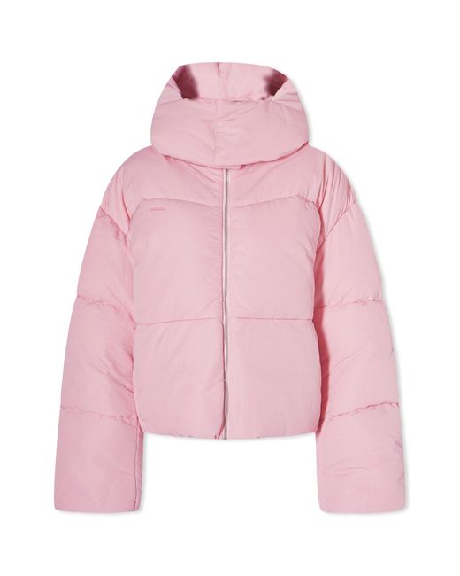 PANGAIA Pink Flwrdwn Recycled Nylon Cropped Puffer Jacket