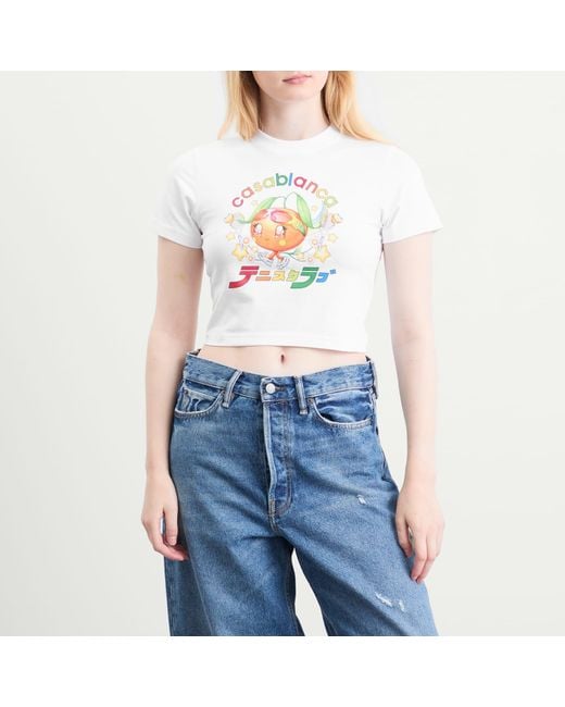 Casablanca White Mascot Cropped Baby T-Shirt