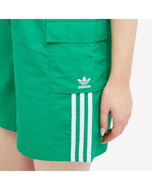 Adidas Green 3 Stripe Cargo Shorts