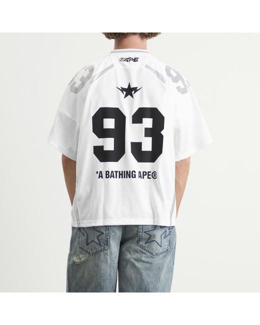 A Bathing Ape White Line Camo Jacquard Football Jersey for men