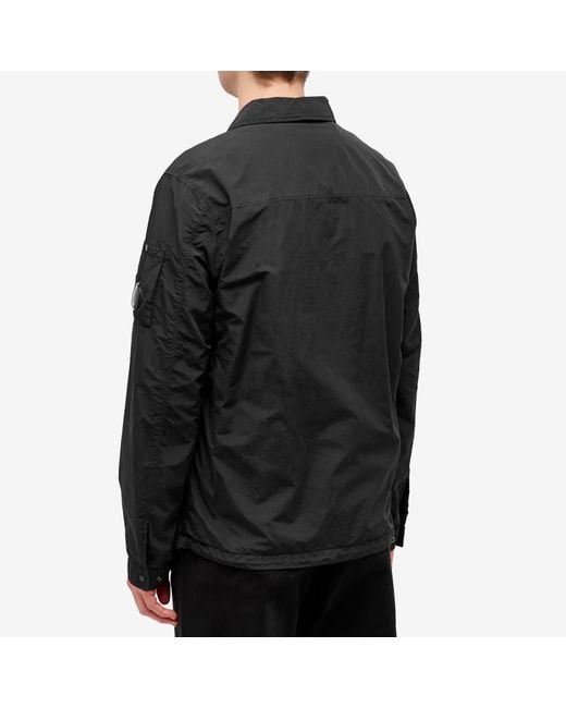 C P Company Black Flatt Nylon Zip Overshirt for men