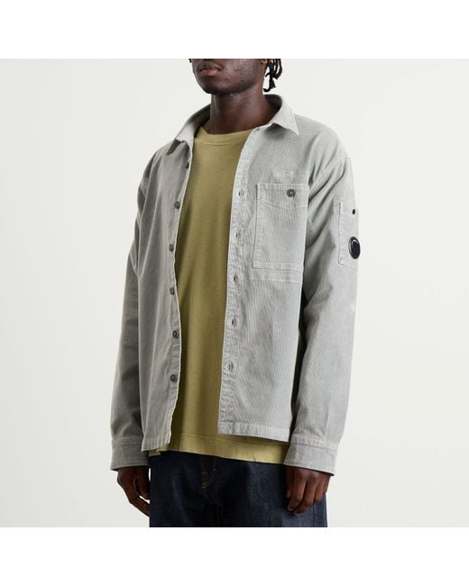 C P Company Gray Corduroy Lens Overshirt for men