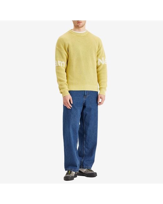 New Amsterdam Surf Association Yellow Logo Crew Knit Sweater for men