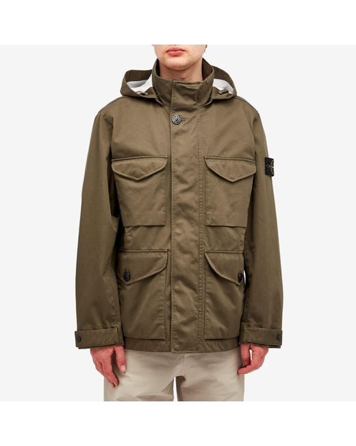 Stone Island Green Raso Gommato 3L Field Jacket for men