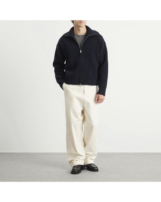 Studio Nicholson Black Rib Zip Through Jumper for men