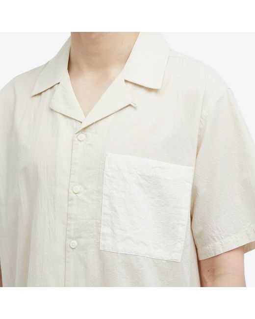 Folk White Short Sleeve Soft Collar Shirt for men