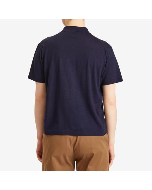 Second/Layer Blue Button Through Knitted Shirt for men