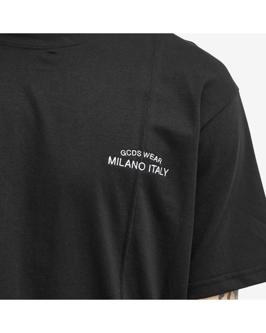 Gcds Black Embroidered Logo T-Shirt for men