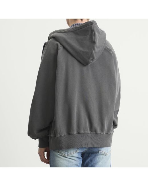 FRIZMWORKS Gray Og Pigment Dyed Zip Hoodie for men