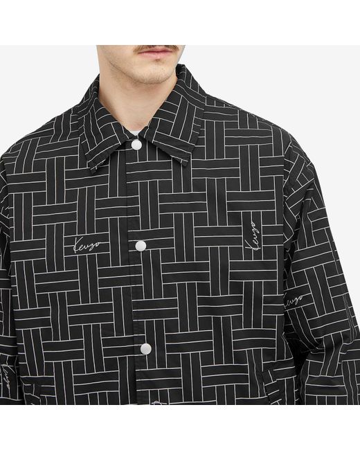 KENZO Black Weave Print Windbreaker Jacket for men