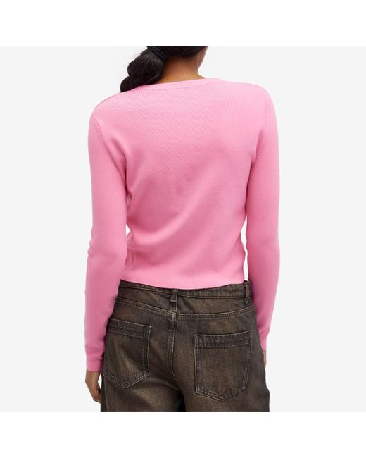 MARINE SERRE Pink Core Knitted Cardigan