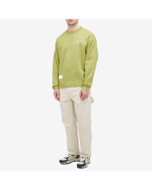 Aape By A Bathing Ape Green Aape Now Camo Badge Knit Sweater for men