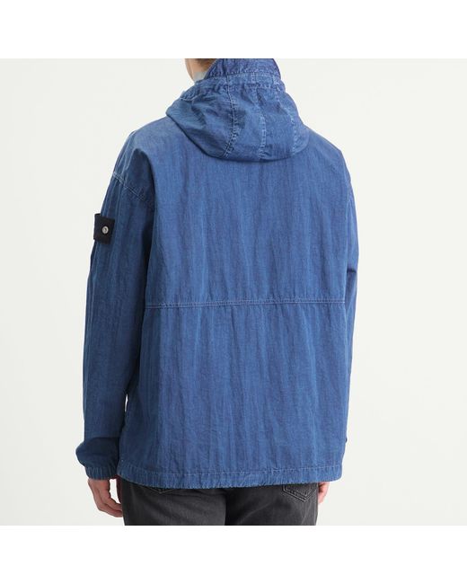 Stone Island Blue Denim Research Nylon-Tc Marmo Parka Jacket for men
