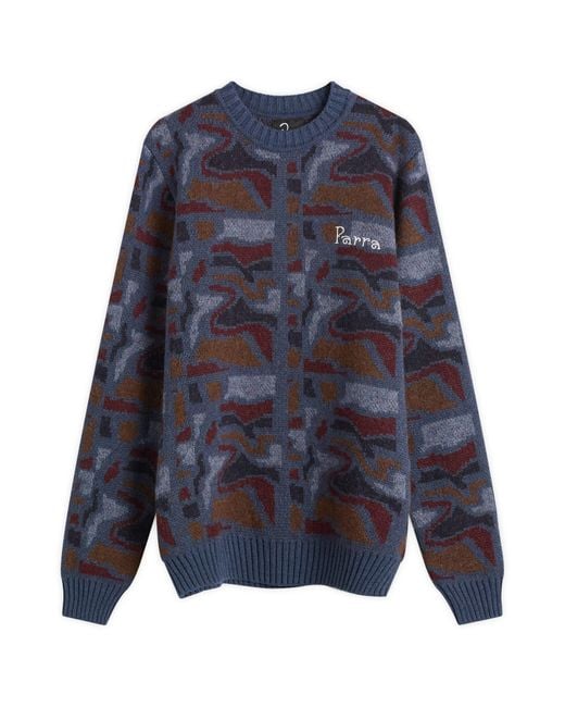 by Parra Blue Repeat Ftp Booster Knit Jumper for men
