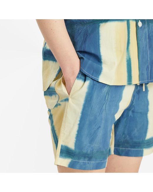 Kardo Blue Clamp Dye Drawstring Shorts for men