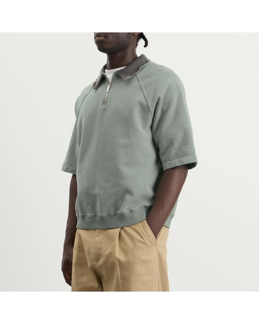 BOUND Gray Snow Wash Jersey Half Zip Polo for men